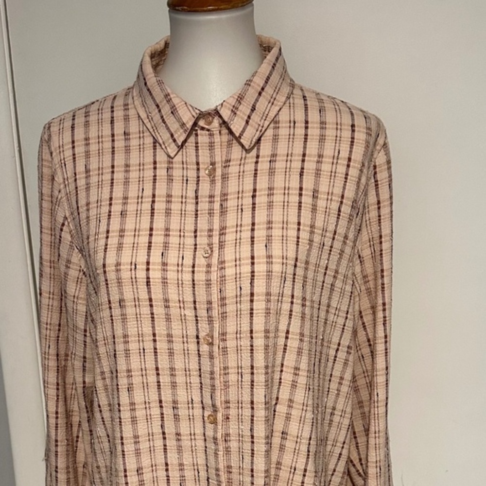 Calvin Klein Plaid‎ Button-up Women's  Over-sized Collard Shirt - Size L - Picture 2 of 12